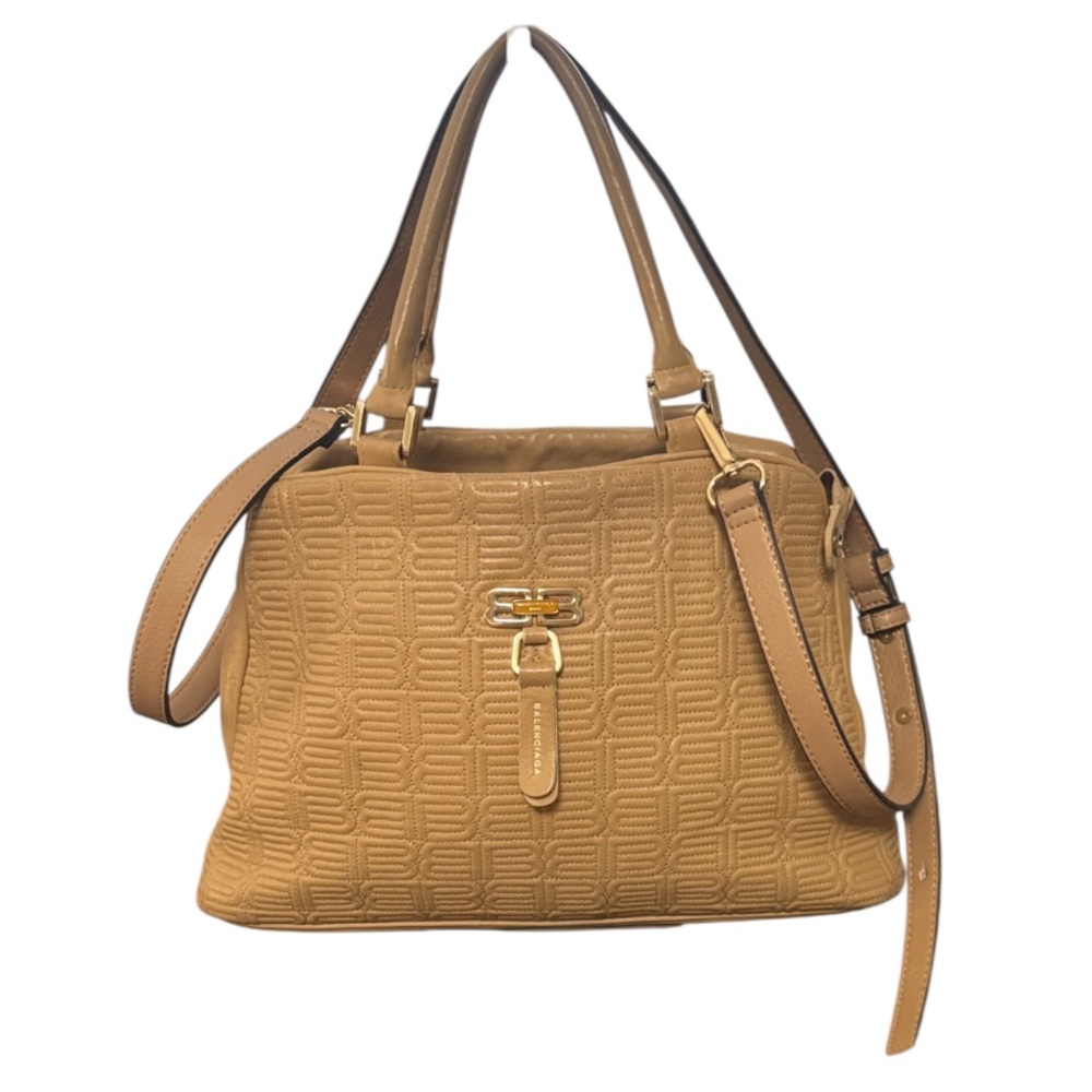 Balenciaga w/COA Rare Find! Vintage Monogram Lambskin Embossed Crossbody Bag